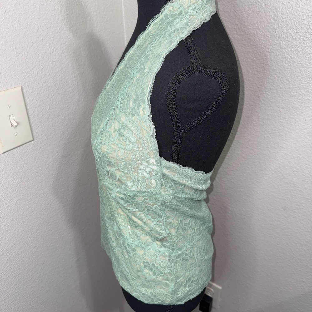 NY&Co Lace Halter Top Mint Y2K Coquette Balletcore Fairy Grunge- Medium - Picture 7 of 11